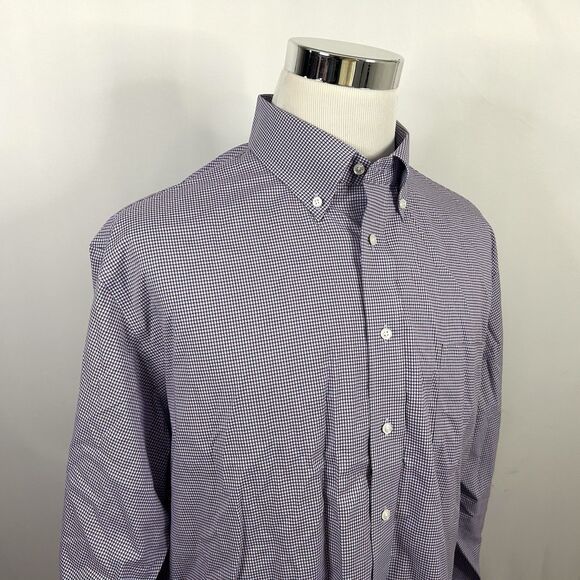 Jos A Bank 18 35 Tailored Fit Traveler Dress Shirt Red White Blue Plaid Cotton - Picture 1 of 5